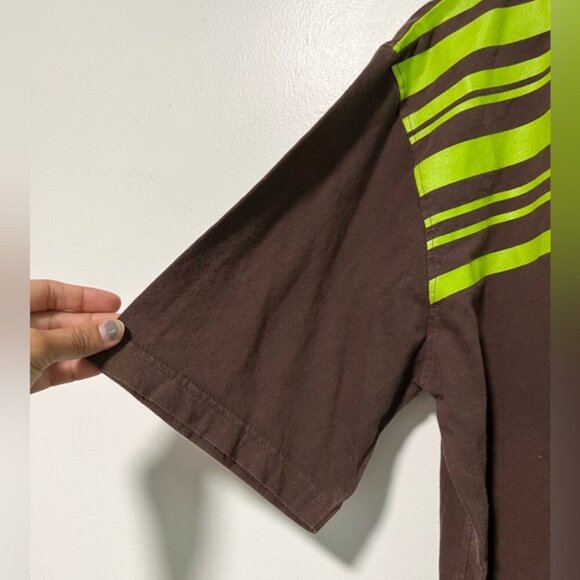 Maui and Sons Brown & Neon Green Striped Polo Shirt - Size XL, Vintage Surf - Picture 3 of 8